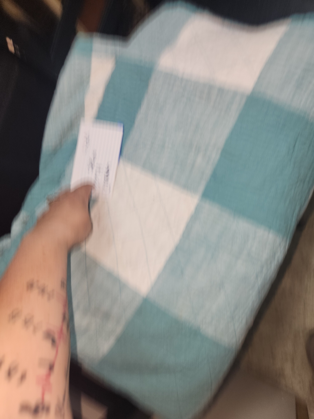 Teal and Cream Large Buffalo Check Quilt